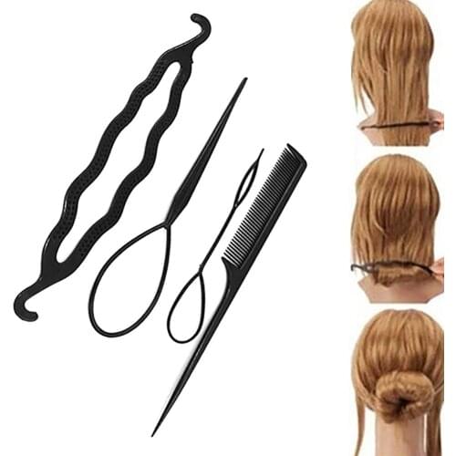 4pcs/set Magic Hair Braiding Twist Curler Styling Set Hairpin Holding Hair Braiders Pull Hair Needle Ponytail DIY Tool Tool Hair