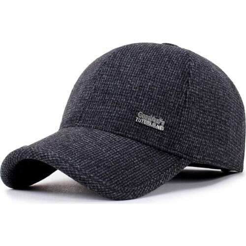 2019 new baseball cap mosaic standard middle-aged caps mens autumn and winter woolen dad hats outdoor warm old hat