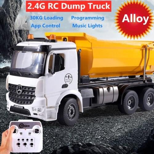 2.4G Remote & App Phone Control Dump Truck With Light Music Sound Programming Demo Engineering Vehicle Alloy Large Size Truck To