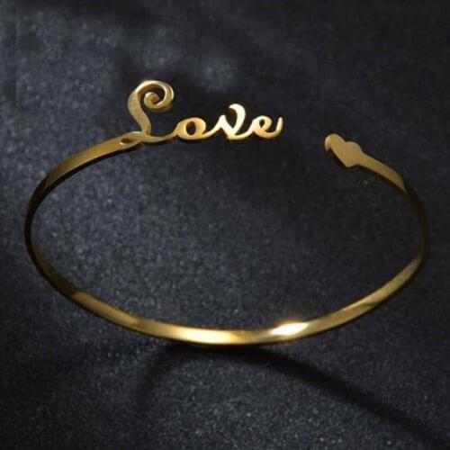 Steampunk Custom Name Love Letter Bracelet Fashion Custom Cuffs Aesthetic Jewelry Ladies Mens Gold Stainless Steel Bracelet