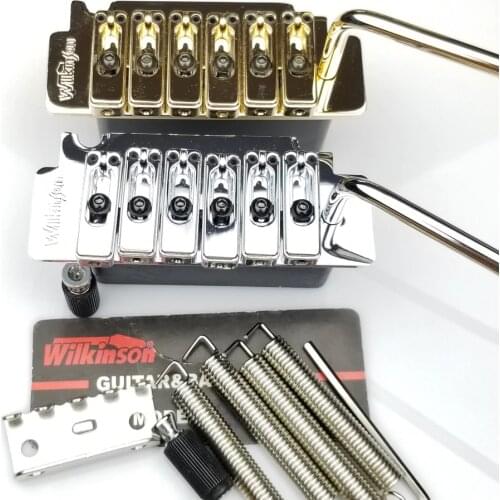 Wilkinson WVS50K Electric Guitar Tremolo System Bridge With matching Satin Saddles Chrome Silver Gold