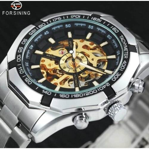 Fashion Luxury 4117 Golden Dial Hollow Skeleton Automatic BusinessWatch Mechanical for Watches Men Wrist