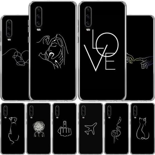 Hot Abstract Line Face Art Dark Cover Phone Case For Huawei P40 P30 P20 10 Mate 10 20 30 Lite Plus Pro P Smart Z + 2019 Popular