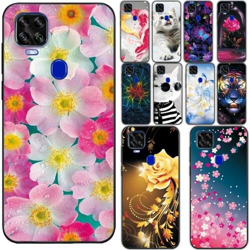 For ZTE Blade V2020 Case Black TPU Phone Shell on ZTE Blade V2020 Flower Style Cover For ZTE Blade V2020 Silicone Soft Case 6.53