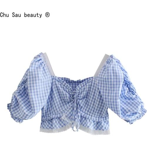 Блузки в клетку Chu Sau beauty China At AliExpress
