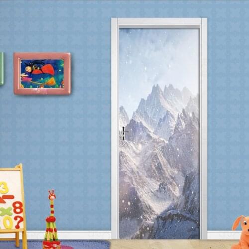 Flying Snow and Snow Mountain Under The Sun Decorative Decals Home Living Room Decorative Door Stickers Self-Adhesive