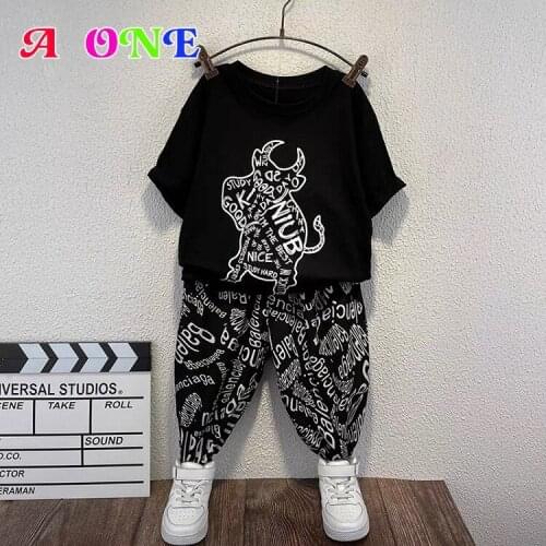 Boys clothes set kids outfits baby clothing summer casual letter Breathable cool 3-14 yrs