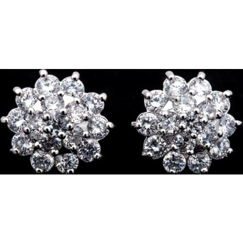 Emmaya Hot Sale Fashion Luxury Bride Wedding Design Flower AAA+ Cubic Zirconia Stones Paved Stud Earrings Party Gift