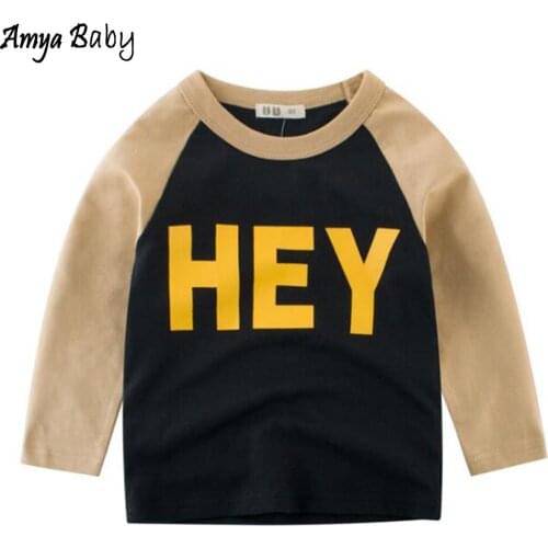 Amya Baby Boys Long Sleeve Tops Spring Autumn Letter Print Patchwork Kids Christmas Shirts Toddler Clothes Boys T Shirt