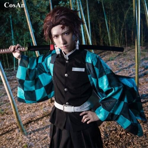 Hot Anime Demon Slayer Kimetsu No Yaiba Kamado Tanjiro Cosplay Costume Handsome Kimono Uniform Activity Party Role Play Clothing