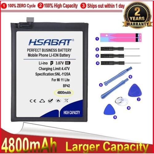 HSABAT 0 Cycle 4800mAh BP42 Battery for Xiaomi Mi 11 Lite High Quality Replacement Accumulator