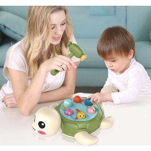 Toddlers Kids Wooden Pounding Turtle-Shaped Hitting Toy Montessori Early Educational Set Gifts for Children Toy Pounding Toy Set