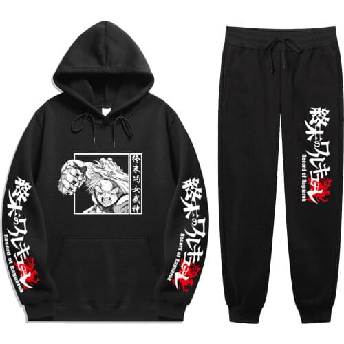 Japanese Anime Record Of Ragnarok Print 2 Pieces Sets Winter Sweatshirt+Drawstring Pants Hoodies hoodie Sweatshirt joggingbroek