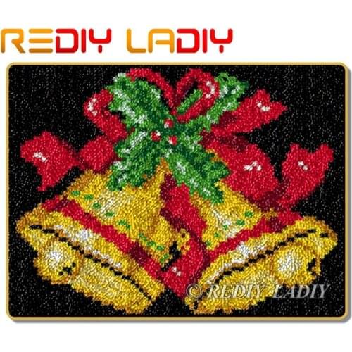 Latch Hook Rug Christmas Bells Crocheting Carpet Rug 100% Acrylic Yarn Sofa Cushion Mat DIY Carpet Rug Home Decor Art & Crafts