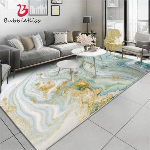 Bubble Kiss Nordic Style Abstract Stone Pattern Rugs Light Green Gold Crystal Velvet Carpets For Living Room Customized Mats