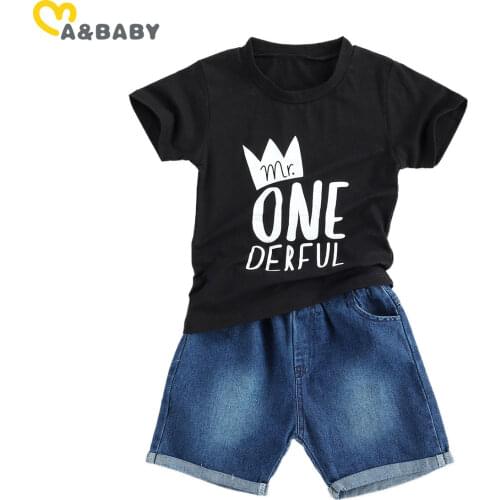 Ma&Baby 6-24Y Summer Newborn Infant Baby Boy Clothes Set Casual Letter T shirt Tops Jeans Shorts Outfits Costumes