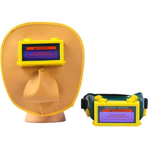 Cowhide welders mask welding helmet goggles anti-sparks head-mounted leather hood polished and protected welding supplies