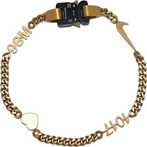 Statement Jewelry 1017 ALYX 9SM ALYX Hero Chain Necklace Hip Hop Heart Pendant ALYX Street Lightning Accessories Necklaces Gifts