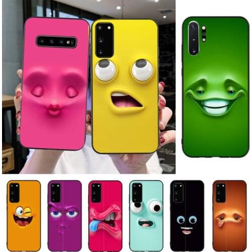 YNDFCNB 3D funny face Black TPU Soft Phone Case For Samsung S20 S10 S8 S9 Plus S7 S6 S5 Note10 Note9 S10lite