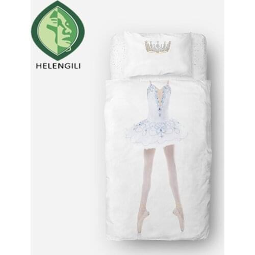 HELENGILI 3D Bedding Set Ballet dancer Print Duvet cover set lifelike bedclothes with pillowcase bed set home Textiles #RW-06