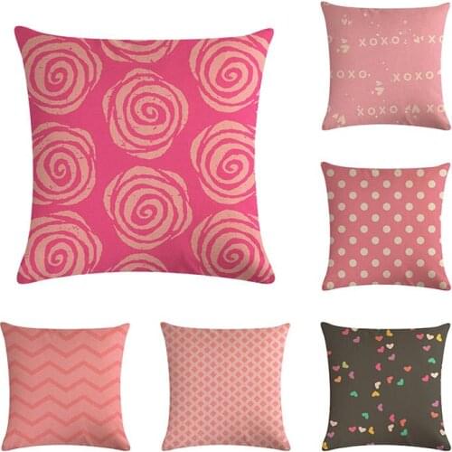 Pink Flower Cushion Cover Geometric Stripes Dot Arrow Wave Sanjiao Pillow Cover Bedroom Decoration 45 * 45CM Cushion ZY434
