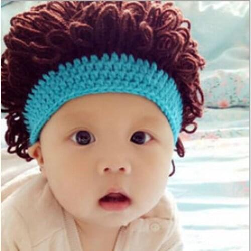 New Baby Funny Wig Knit Cap Personality Keep Warm Beanie Boy Girl Fashion Splicing Elasticity Winter hat Children Hat