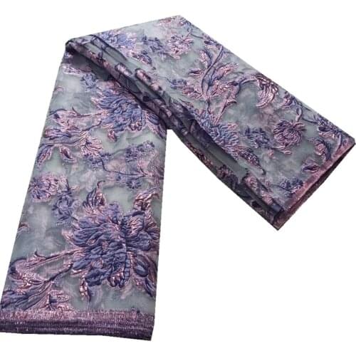 Latest High Quality African Nigerian Tulle Lace Fabric Organza Embroidery Party Dress 5 Yards Brocade Jacquard French DJO9