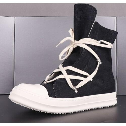 New Season Man High-top Canvas Shoes Lace-up Slip-on Fashion Kanye West Sneakers