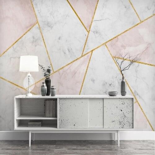 Custom Mural Wallpaper For Bedroom Walls 3D Embossed Abstract Geometric Marble Pattern Golden Lines Living Room Papel De Parede