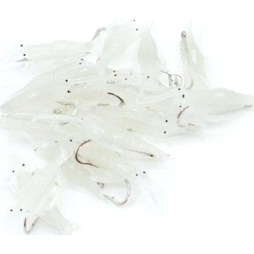 10 Pcs/Lot 4cm Soft Rigs Fishing Lure with Hooks Luminous Shrimp Bait Jigs Soft Worm Freshwater Fake Baits Lures Set