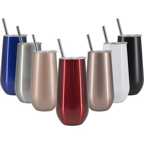 Wine Cup Champagne Beer 6oz With Lids Stainless Steel Straw Termos Vacuum Tumbler Flask Insulated With Party Gift