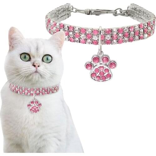 Rhinestone Dog Puppy Collar Cute Cat Collar Bling Dog Cat Jewelry Collars Pet Crystal Diamond Elasticity Necklace Pet Supplies