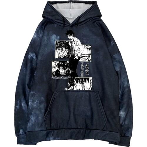 Hoodie Sweatshirt Hot Anime Jujutsu Kaisen Print Hoodies Funny Fushiguro Megumi Casual Loog Sleeve Autumn Winter Tiedye Harajuku
