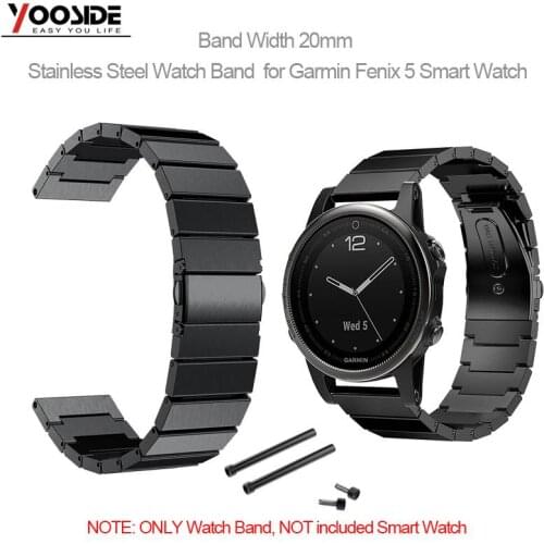 YOOSIDE 20mm Stainless Steel Metal Replacement Link Bracelet with for Garmin Fenix 5S/5S Plus Smart Watch(NOT Quick Fit)