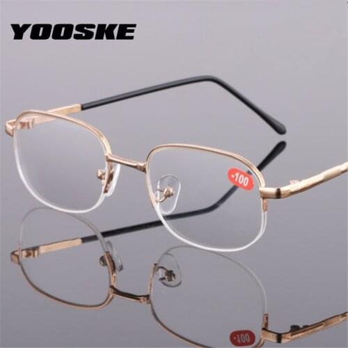 YOOSKE Finished Myopic Glasses Women Myopia Eyeglasses Men Half Frame Short sighted Eyewear -1.0 -1.5 -2.0 -2.5 -3.0 -3.5 -4.0
