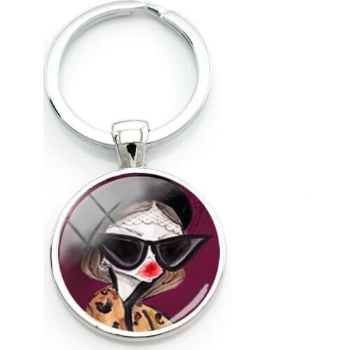 TAFREE Hip Hop Impish Funny Girls Photo Round Glass Keychain Keyrings For Rock Singer Show Gifts 2021 New Hot Key Jewelry