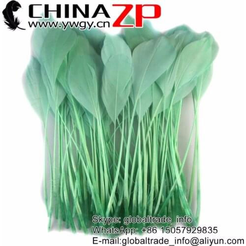 CHINAZP Factory 500pcs/lot Size 15~20cm (6~8inch) Cheap Wholesale Crafts Decor Dyed Aqua Green Stripped Goose Feathers