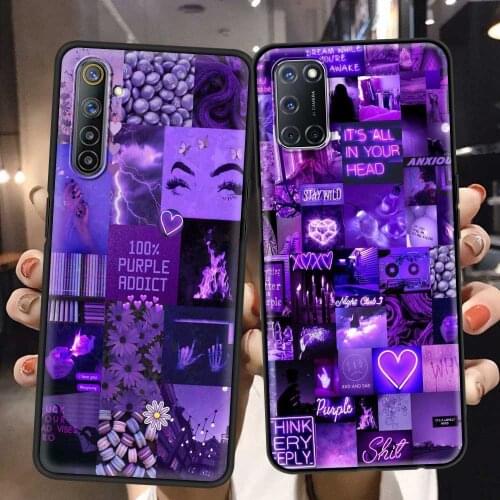 Phone case For Redmi Note 10 9 8 7 pro max 9s power a c t k40 coque Bumper tpu soft material Purple Love Aesthetic Art