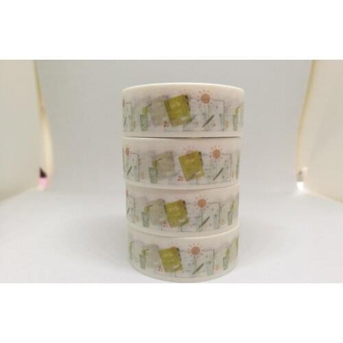 1.5cm Cute sunny diary Adhesive Tape for Scrapbooking DIY Craft Sticky Deco Masking Japanese Paper Washi Tape