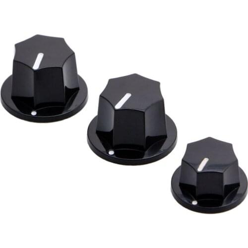 1 Set 3 Plastic Knobs Preamp Control For Jazz Bass JB Effect Black 2 Big 1 Small N0PC