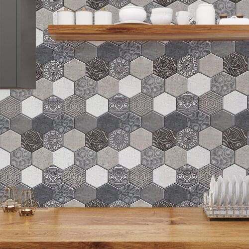 1Pcs 3D Tile Sticker Wall Decorative PVC Stick-on Mosaic Wall Sticker Bathroom Self Adhesive Peel Stick Tile for Interior Design