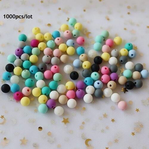 1000Pcs Perle Silicone Beads Loose Teether Bead 9mm Baby Toys DIY Jewelry Making Necklace Bead mordedor silicona Baby Products