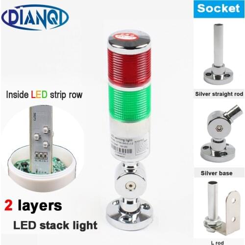 12-24VDC 110-220VAC Safety Stack Lamp Red Green Sliver Flash Industrial Tower Signal Light LTA indicator Always light 2 layers