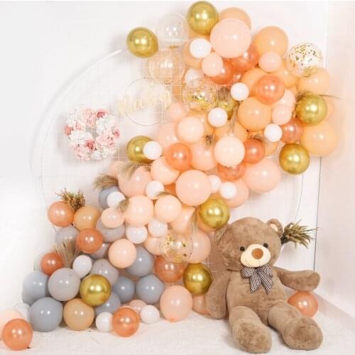 128pcs Orange Macaron Metal Balloon Garland Arch Kit Event Party Foil Balloons Wedding Baby Shower Birthday Party Decor Kids