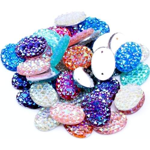13*18mm 40/100pcs Oval Shape Flatback Resin Rhinestones With Holes Crocodile Skin Texture Beads DIY Scrapbooking Crafts Jewelry