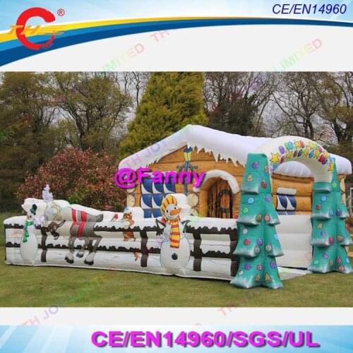 2018 new Deluxe Santas Grotto Festival decoration 6x4 inflatable christmas santa grotto house, Inflatable Christmas booth tent