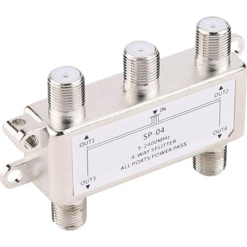 4 Way 4 Channel Satellite/Antenna/Cable TV Splitter Distributor SP-04 5-2400MHz F Type Wholesale In Stock Drop Shipping