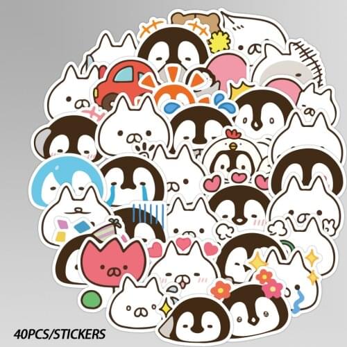 40pcs Cute Cats Animal Graffiti Sticker Mixed Style Penguin Sticker Toys For Suitcase Laptop Bike Luggage Car Scooter Skateboard