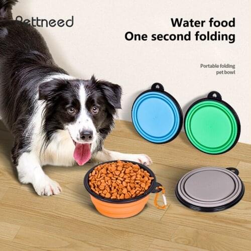 450/1000ml Foldable Feeder Bowls for Dog Puppy Pet Cat Water Drinking Bowl Food Container Silicone Eating Dish Portable Travel