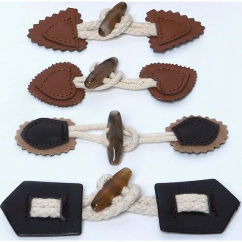 5 Pairs/lot High Quality Faux Leather & Resin Toggle Buttons Large Buttons for Over Coat Jacket Diy Sewing Materials Supply